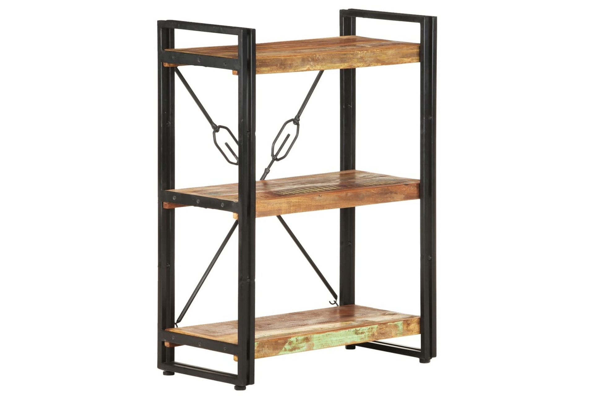 Bokhylle 3 etasjer 60x30x80 cm gjenvunnet heltre - Flerfarget - Oppbevaring - Hyller - Bokhylle