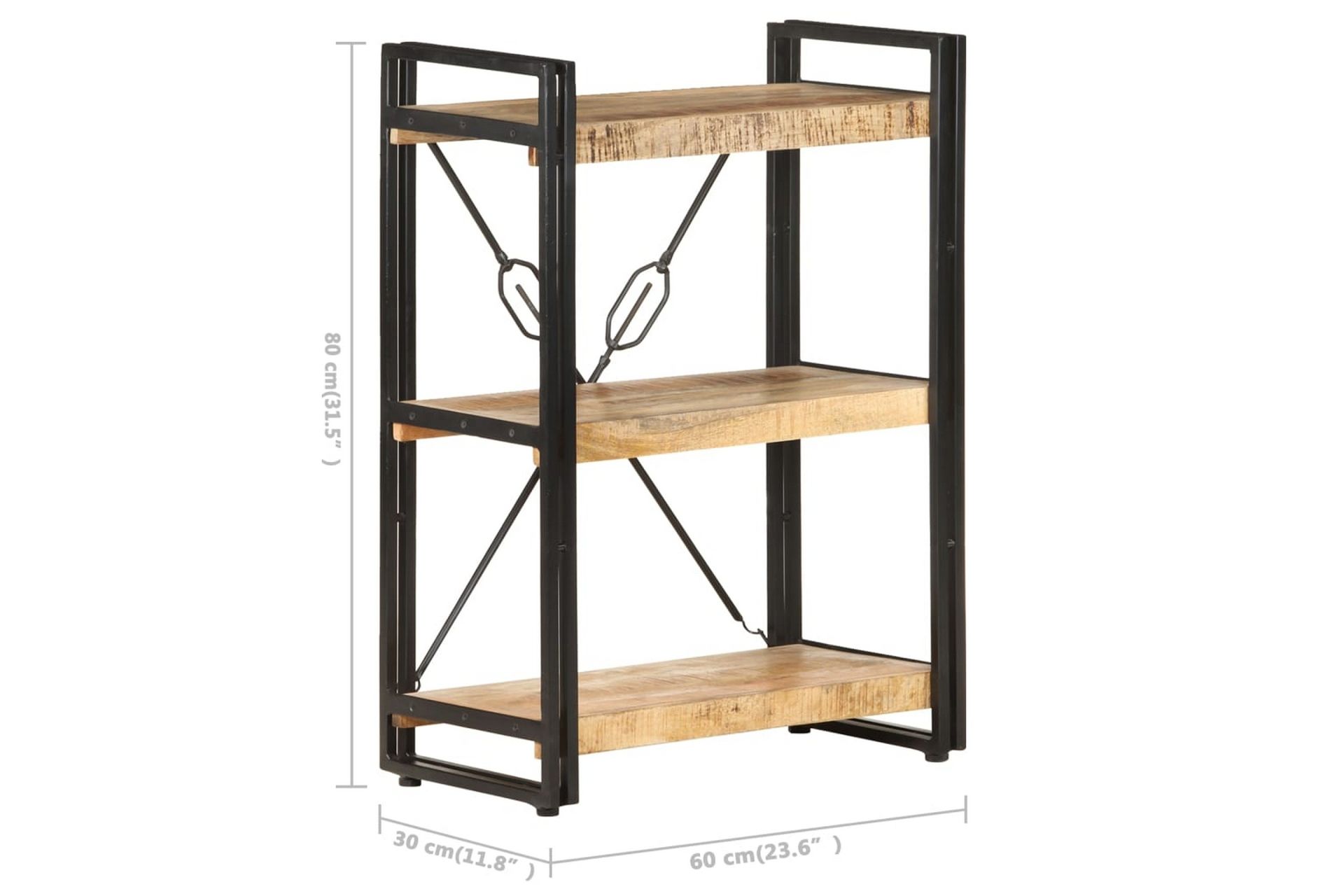 Bokhylle 3 etasjer 60x30x80 cm heltre mango - Brun - Oppbevaring - Hyller - Bokhylle