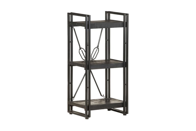 Bokhylle 3 etasjer svart 40x30x80 cm heltre mango - Svart - Oppbevaring - Hyller - Bokhylle