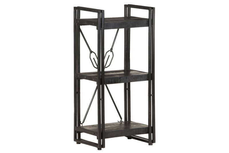 Bokhylle 3 etasjer svart 40x30x80 cm heltre mango - Svart - Oppbevaring - Hyller - Bokhylle
