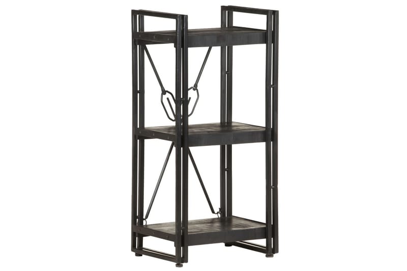 Bokhylle 3 etasjer svart 40x30x80 cm heltre mango - Svart - Oppbevaring - Hyller - Bokhylle