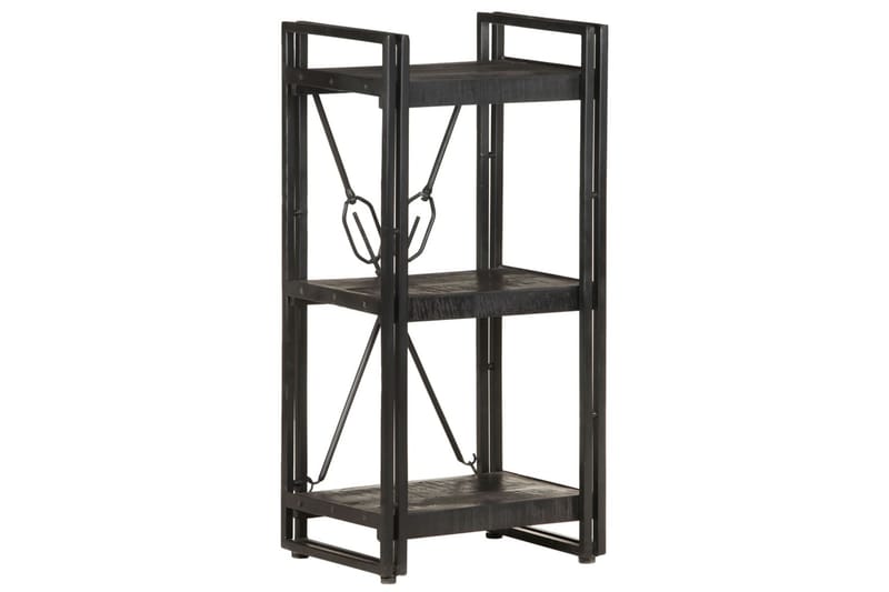 Bokhylle 3 etasjer svart 40x30x80 cm heltre mango - Svart - Oppbevaring - Hyller - Bokhylle