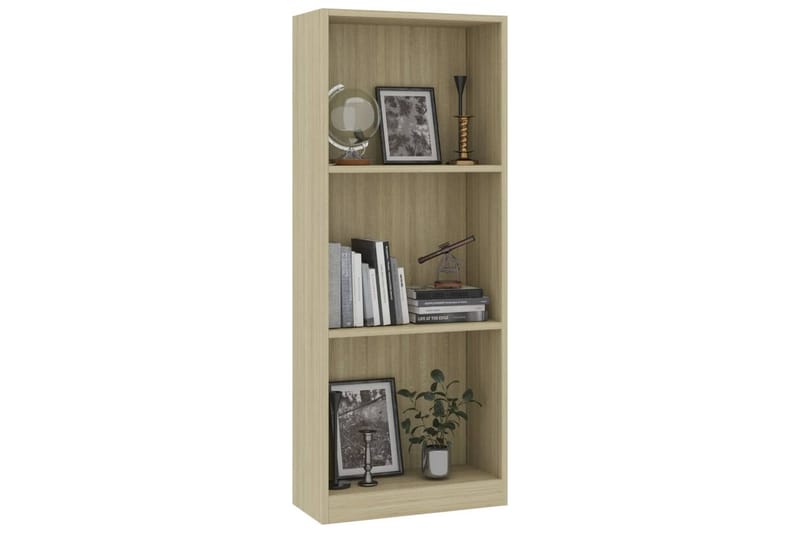 Bokhylle 3 nivå sonoma eik 40x24x108 cm sponplate - Oppbevaring - Hyller - Bokhylle