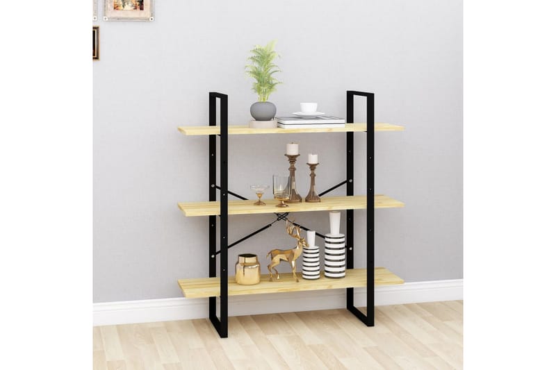 Bokhylle 3 nivåer 100x30x105 cm heltre furu - Brun - Oppbevaring - Hyller - Bokhylle