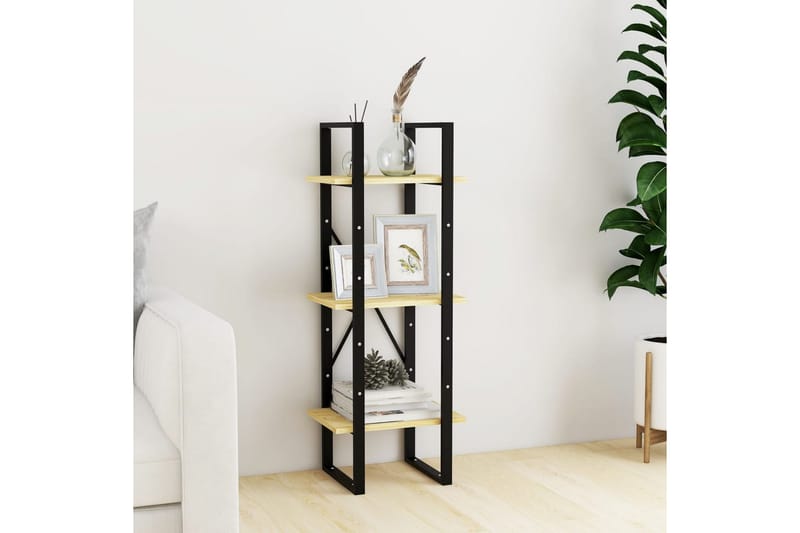 Bokhylle 3 nivåer 40x30x105 cm heltre furu - Brun - Oppbevaring - Hyller - Bokhylle