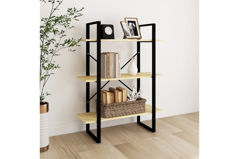 Bokhylle 3 nivåer 80x30x105 cm heltre furu - Brun - Oppbevaring - Hyller - Bokhylle