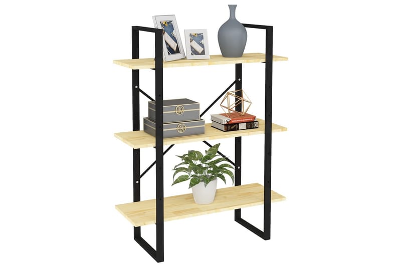 Bokhylle 3 nivåer 80x30x105 cm heltre furu - Brun - Oppbevaring - Hyller - Bokhylle