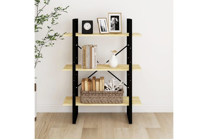 Bokhylle 3 nivåer 80x30x105 cm heltre furu - Brun - Oppbevaring - Hyller - Bokhylle