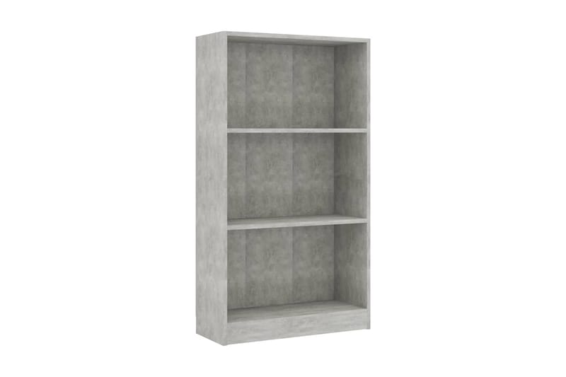 Bokhylle 3 nivåer betonggrå 60x24x108 cm sponplate - Oppbevaring - Hyller - Bokhylle