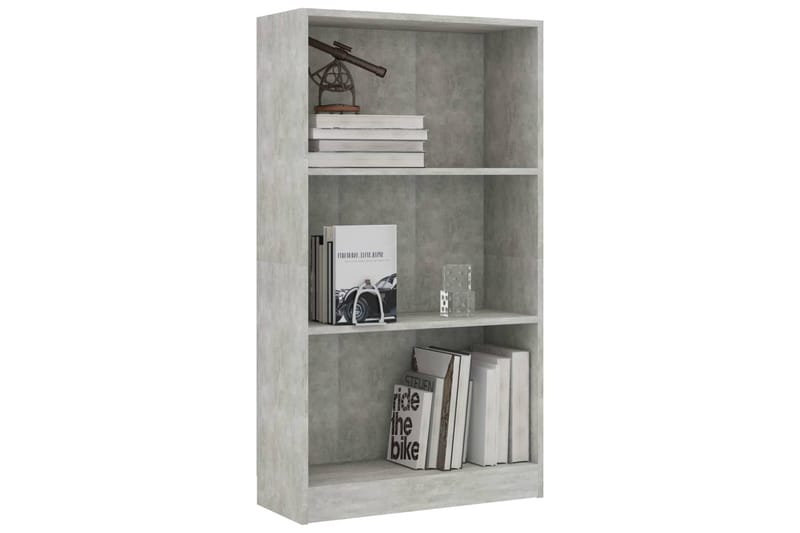 Bokhylle 3 nivåer betonggrå 60x24x108 cm sponplate - Oppbevaring - Hyller - Bokhylle