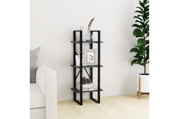 Bokhylle 3 nivåer grå 40x30x105 cm heltre furu - Grå - Oppbevaring - Hyller - Bokhylle
