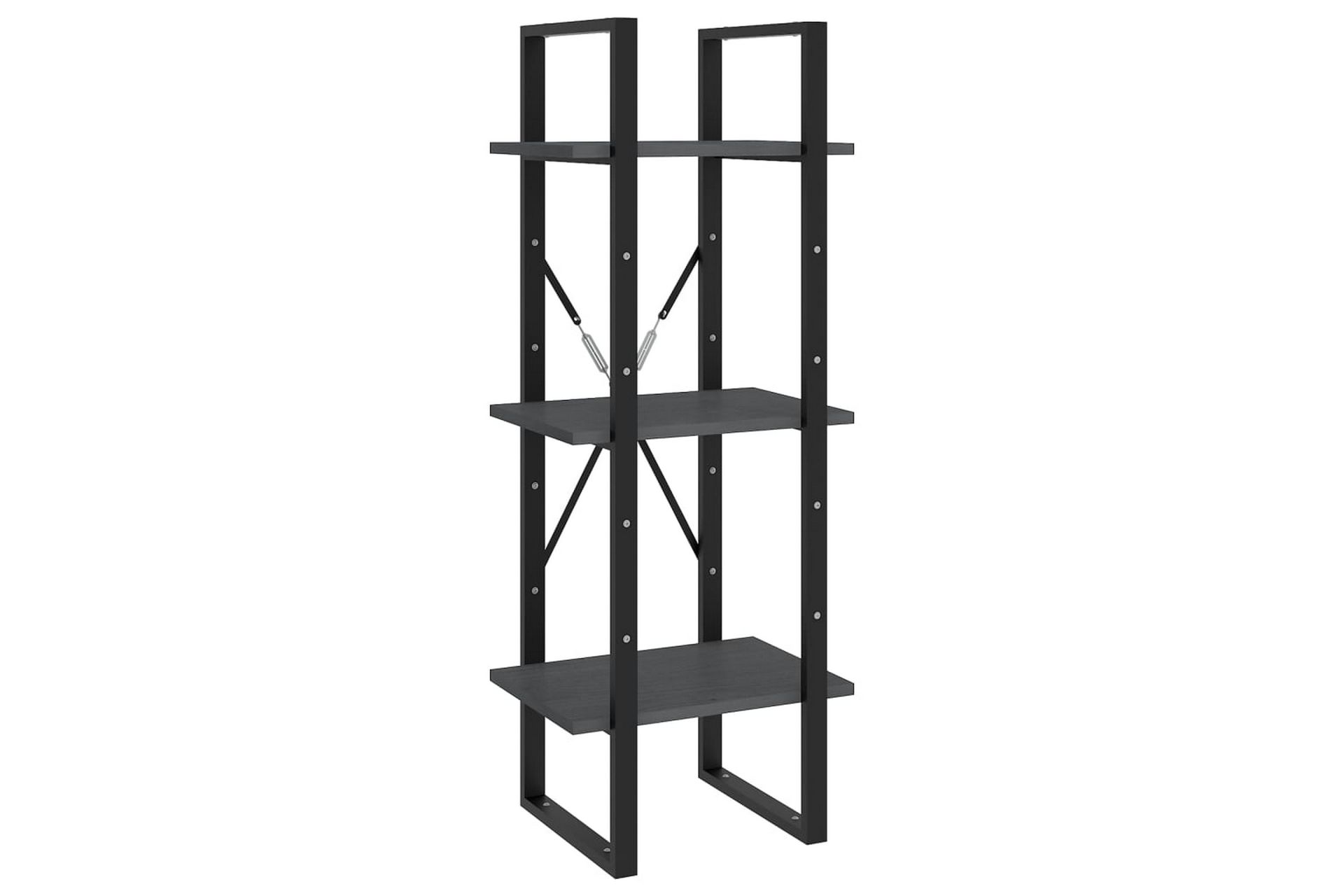 Bokhylle 3 nivåer grå 40x30x105 cm heltre furu - Grå - Oppbevaring - Hyller - Bokhylle
