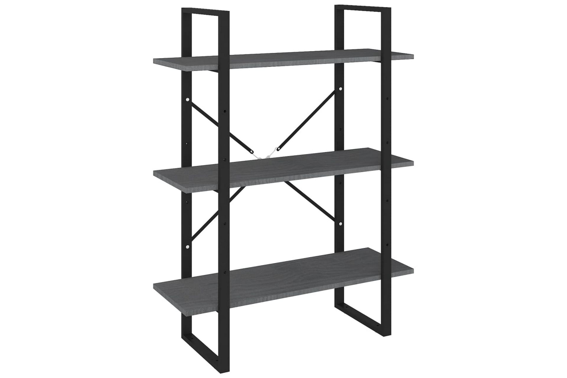 Bokhylle 3 nivåer grå 80x30x105 cm heltre furu - Grå - Oppbevaring - Hyller - Bokhylle