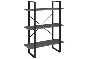 Bokhylle 3 nivåer grå 80x30x105 cm heltre furu - Grå - Oppbevaring - Hyller - Bokhylle