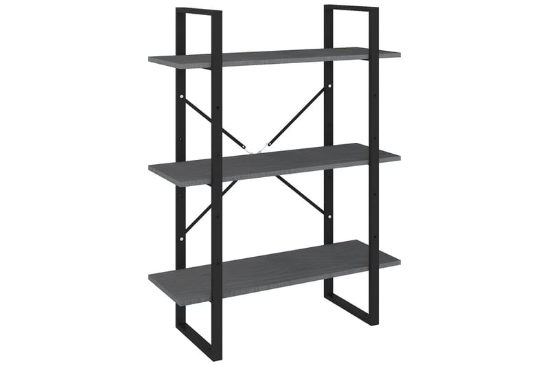 Bokhylle 3 nivåer grå 80x30x105 cm heltre furu - Grå - Oppbevaring - Hyller - Bokhylle