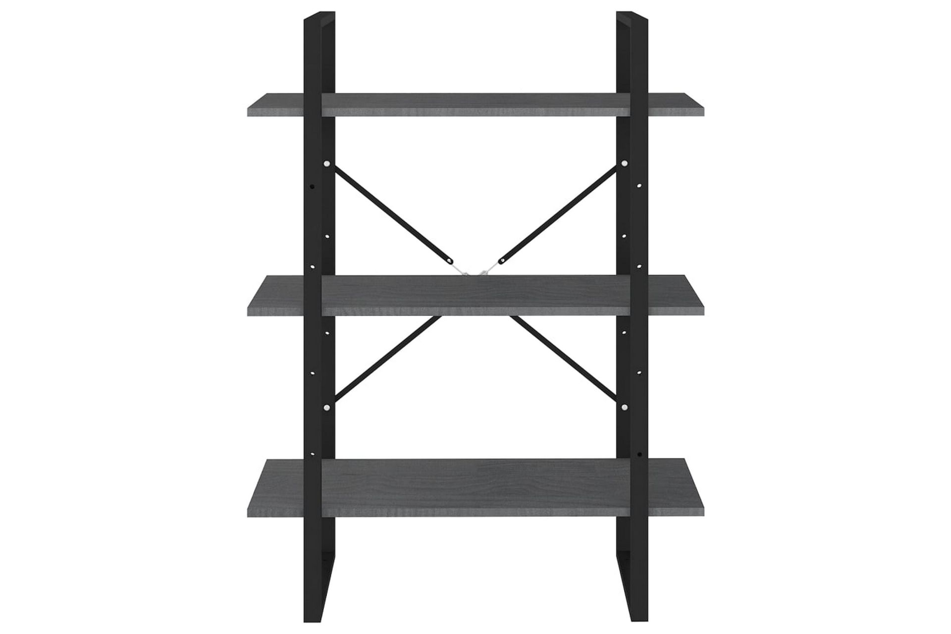 Bokhylle 3 nivåer grå 80x30x105 cm heltre furu - Grå - Oppbevaring - Hyller - Bokhylle