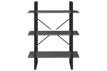 Bokhylle 3 nivåer grå 80x30x105 cm heltre furu - Grå - Oppbevaring - Hyller - Bokhylle