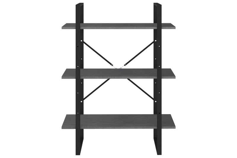 Bokhylle 3 nivåer grå 80x30x105 cm heltre furu - Grå - Oppbevaring - Hyller - Bokhylle