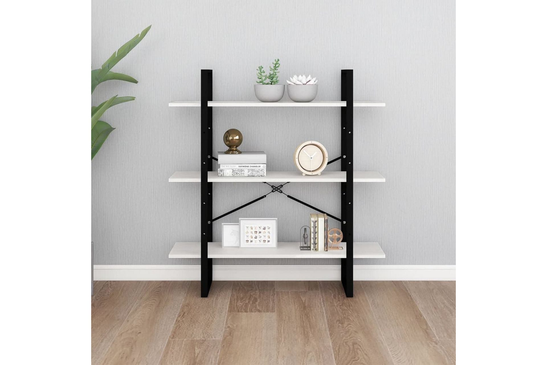Bokhylle 3 nivåer hvit 100x30x105 cm heltre furu - Hvit - Oppbevaring - Hyller - Bokhylle