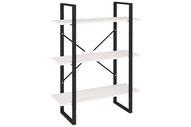 Bokhylle 3 nivåer hvit 80x30x105 cm heltre furu - Hvit - Oppbevaring - Hyller - Bokhylle