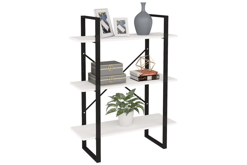 Bokhylle 3 nivåer hvit 80x30x105 cm heltre furu - Hvit - Oppbevaring - Hyller - Bokhylle