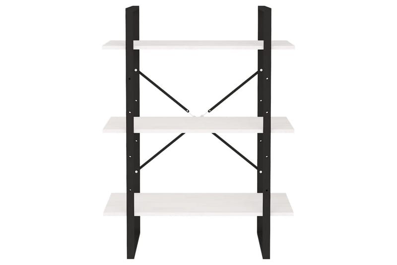 Bokhylle 3 nivåer hvit 80x30x105 cm heltre furu - Hvit - Oppbevaring - Hyller - Bokhylle
