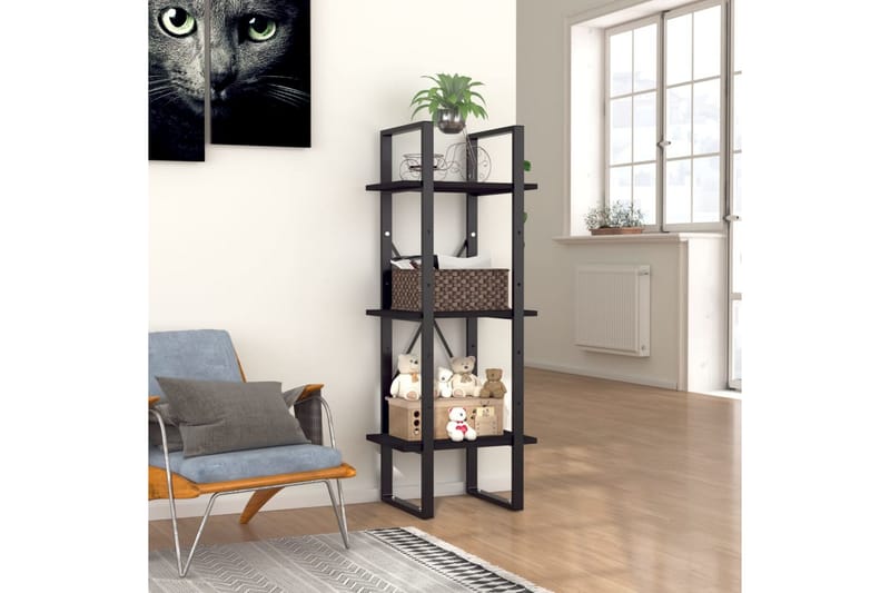 Bokhylle 3 nivåer svart 40x30x105 cm sponplate - Svart - Oppbevaring - Hyller - Bokhylle