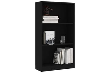Bokhylle 3 nivåer svart 60x24x108 cm sponplate - Oppbevaring - Hyller - Bokhylle