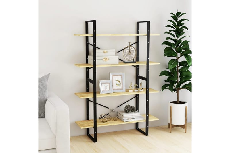 Bokhylle 4 nivåer 100x30x140 cm heltre furu - Brun - Oppbevaring - Hyller - Bokhylle