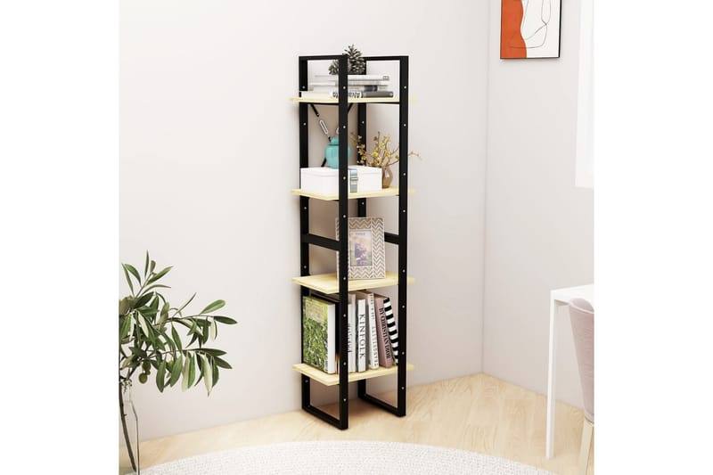 Bokhylle 4 nivåer 40x30x140 cm heltre furu - Brun - Oppbevaring - Hyller - Bokhylle