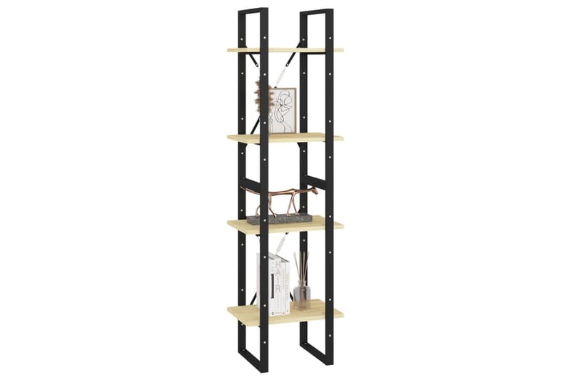 Bokhylle 4 nivåer 40x30x140 cm heltre furu - Brun - Oppbevaring - Hyller - Bokhylle