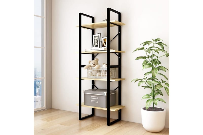 Bokhylle 4 nivåer 60x30x140 cm heltre furu - Brun - Oppbevaring - Hyller - Bokhylle