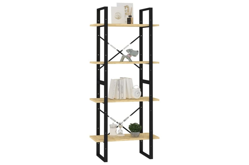 Bokhylle 4 nivåer 60x30x140 cm heltre furu - Brun - Oppbevaring - Hyller - Bokhylle