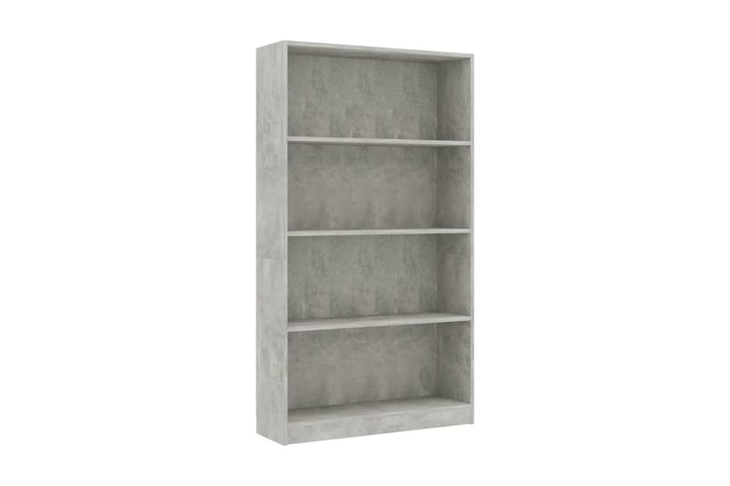 Bokhylle 4 nivåer betonggrå 80x24x142 cm sponplate - Grå - Oppbevaring - Hyller - Bokhylle