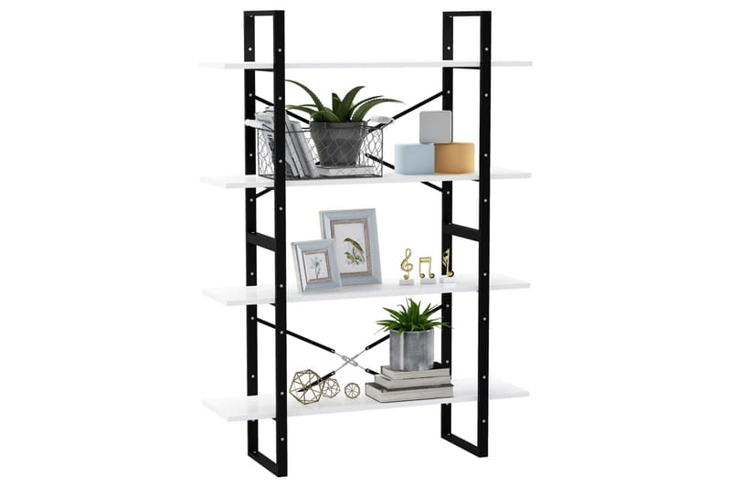 Bokhylle 4 nivåer hvit 100x30x140 cm sponplate - Hvit - Oppbevaring - Hyller - Bokhylle