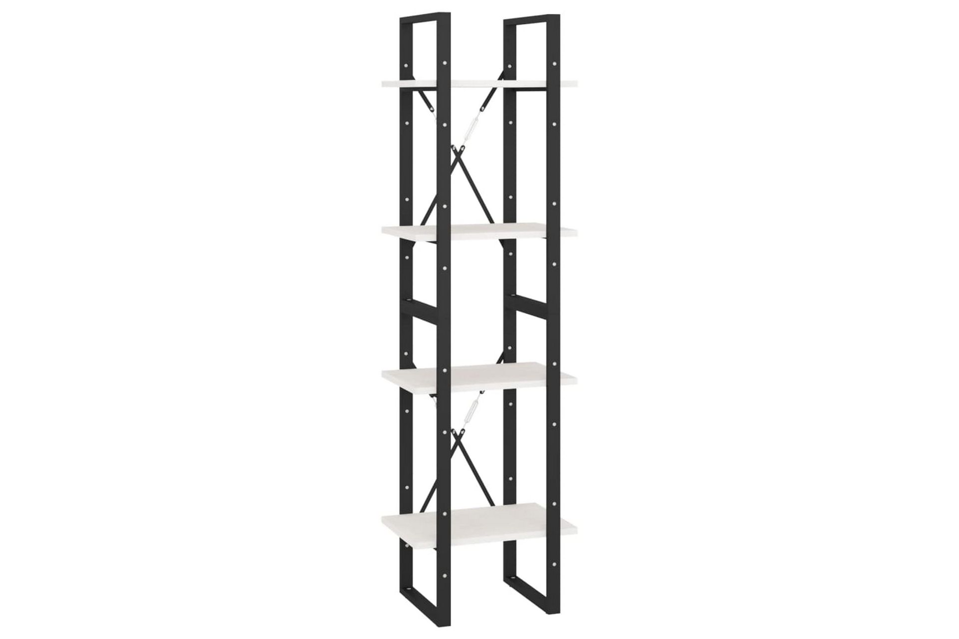 Bokhylle 4 nivåer hvit 40x30x140 cm heltre furu - Hvit - Oppbevaring - Hyller - Bokhylle