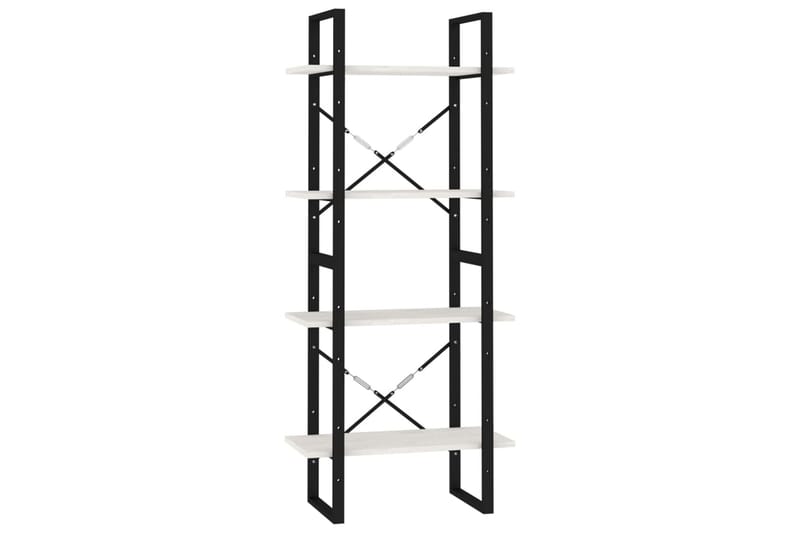 Bokhylle 4 nivåer hvit 60x30x140 cm heltre furu - Hvit - Oppbevaring - Hyller - Bokhylle