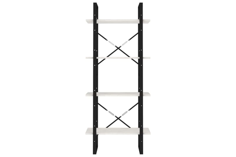 Bokhylle 4 nivåer hvit 60x30x140 cm heltre furu - Hvit - Oppbevaring - Hyller - Bokhylle