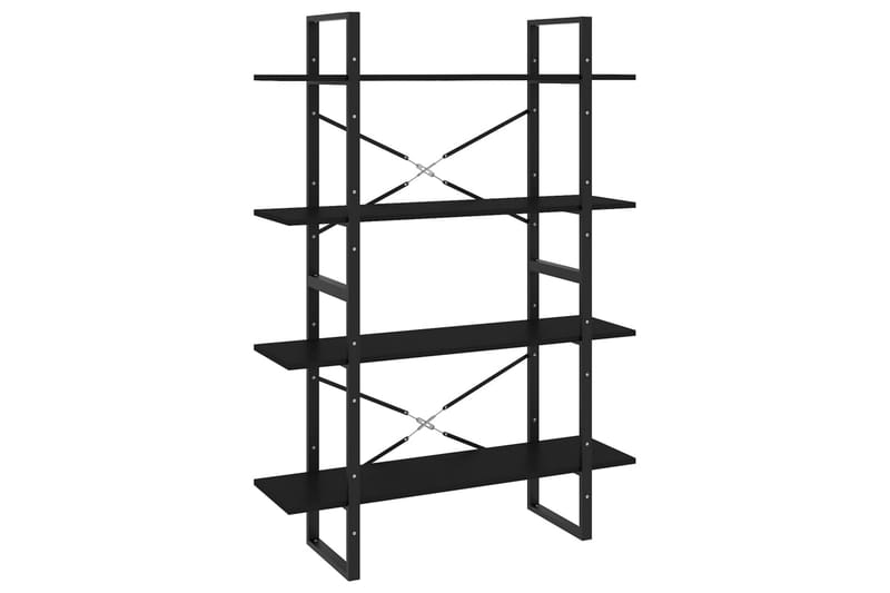 Bokhylle 4 nivåer svart 100x30x140 cm sponplate - Svart - Oppbevaring - Hyller - Bokhylle