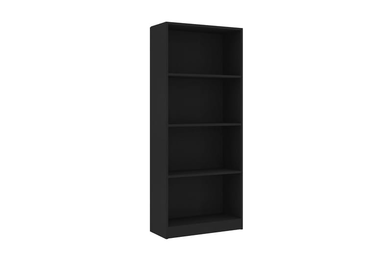 Bokhylle 4 nivåer svart 60x24x142 cm sponplate - Oppbevaring - Hyller - Bokhylle