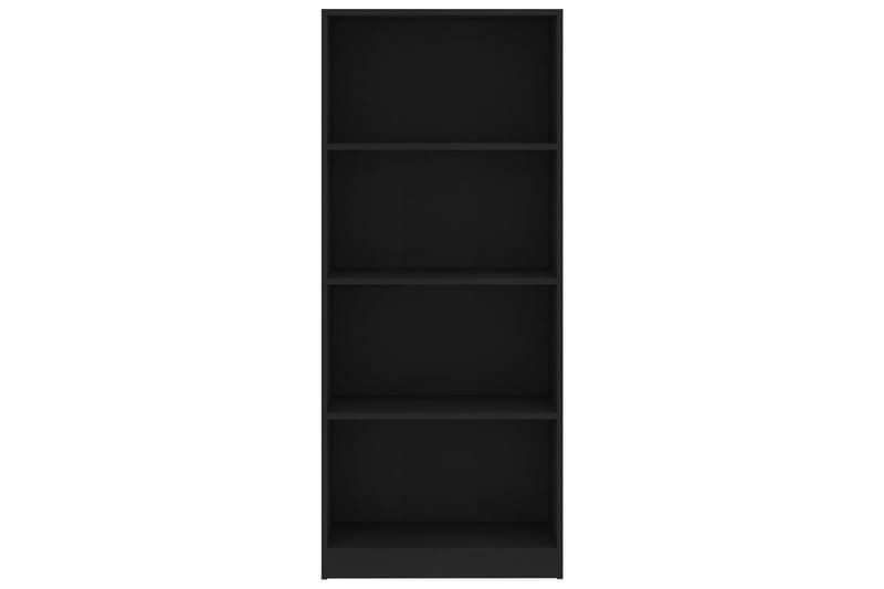 Bokhylle 4 nivåer svart 60x24x142 cm sponplate - Bokhylle