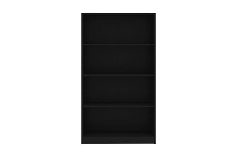 Bokhylle 4 nivåer svart 80x24x142 cm sponplate - Bokhylle