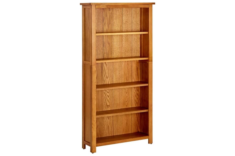 Bokhylle 5 etasjer 70x22x140 cm heltre eik - Brun - Oppbevaring - Hyller - Bokhylle