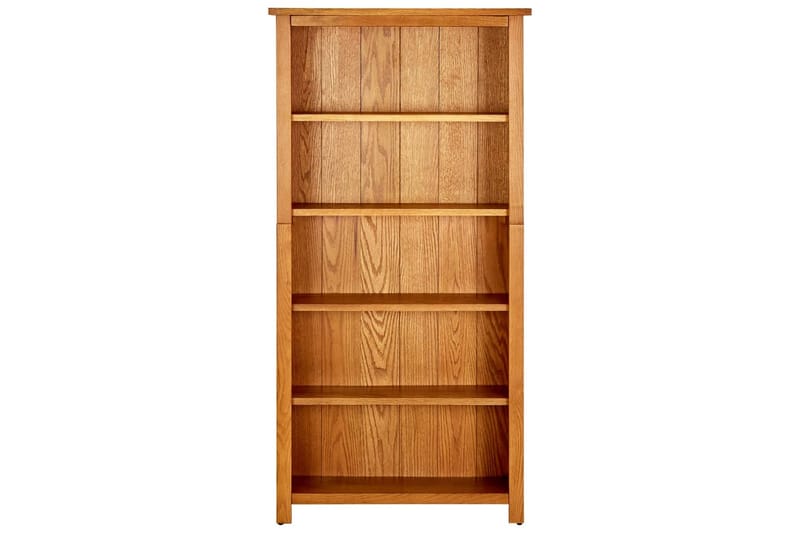 Bokhylle 5 etasjer 70x22x140 cm heltre eik - Brun - Oppbevaring - Hyller - Bokhylle