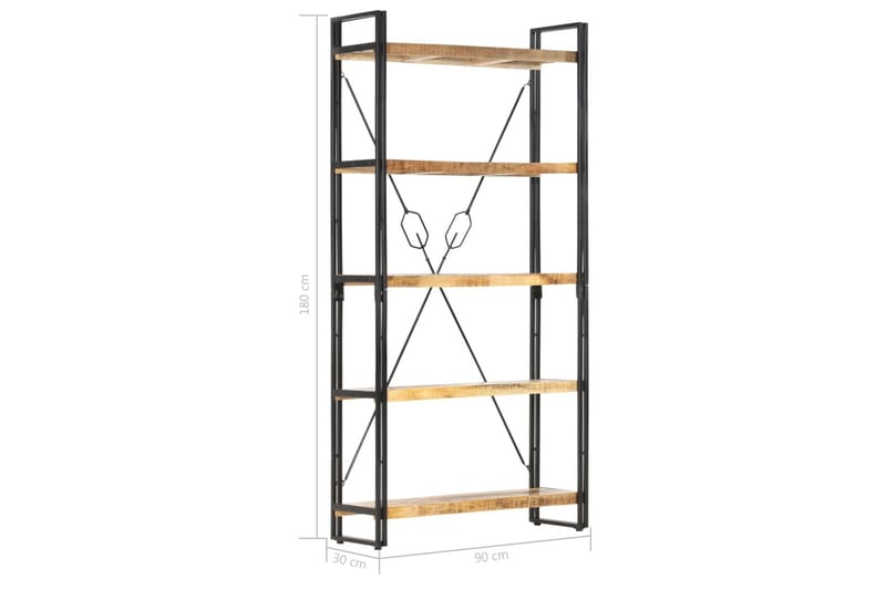 Bokhylle 5 etasjer 90x30x180 cm heltre mango - Oppbevaring - Hyller - Bokhylle