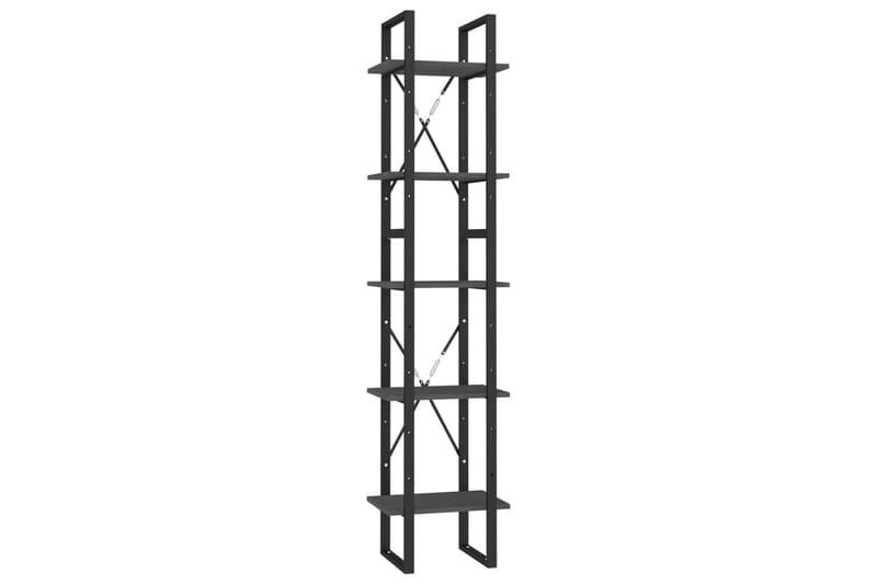 Bokhylle 5 etasjer grå 40x30x175 cm furu - Grå - Oppbevaring - Hyller - Bokhylle