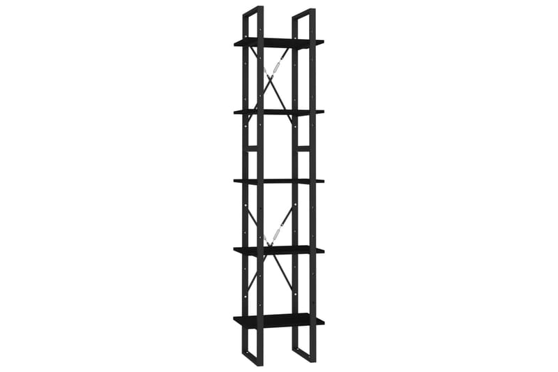 Bokhylle 5 etasjer svart 40x30x175 cm furu - Svart - Oppbevaring - Hyller - Bokhylle
