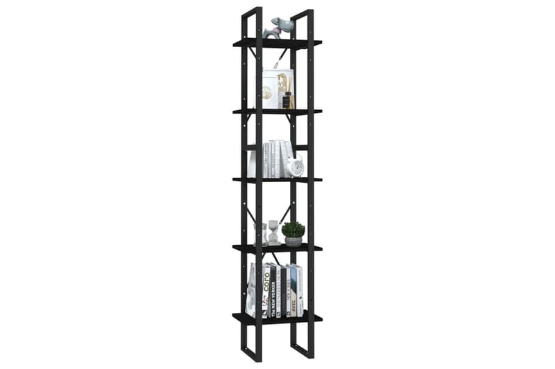 Bokhylle 5 etasjer svart 40x30x175 cm furu - Svart - Oppbevaring - Hyller - Bokhylle