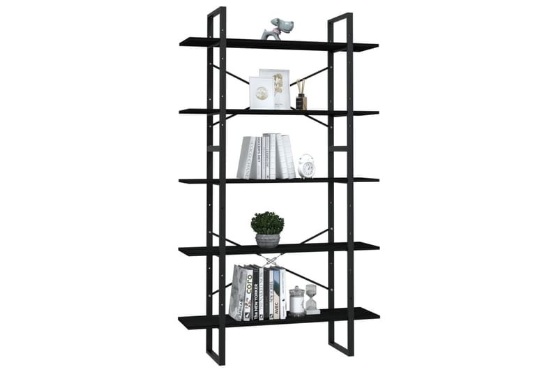 Bokhylle 5 nivåer 100x30x175 cm furu svart - Svart - Oppbevaring - Hyller - Bokhylle