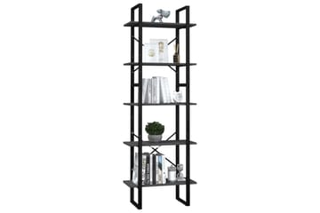 Bokhylle 5 nivåer 60x30x175 cm furu grå - Grå - Oppbevaring - Hyller - Bokhylle